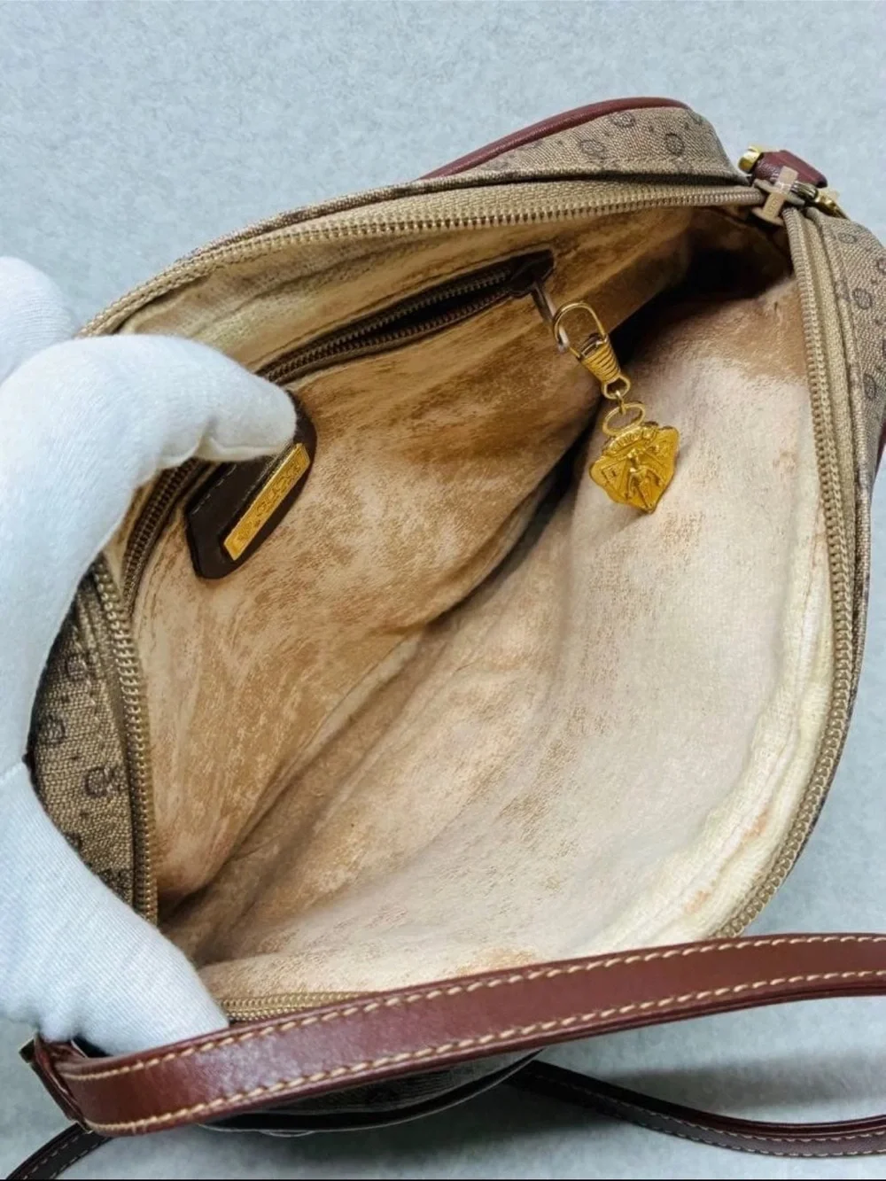 Gucci Beige/Brown Monogram Crossbody Bag